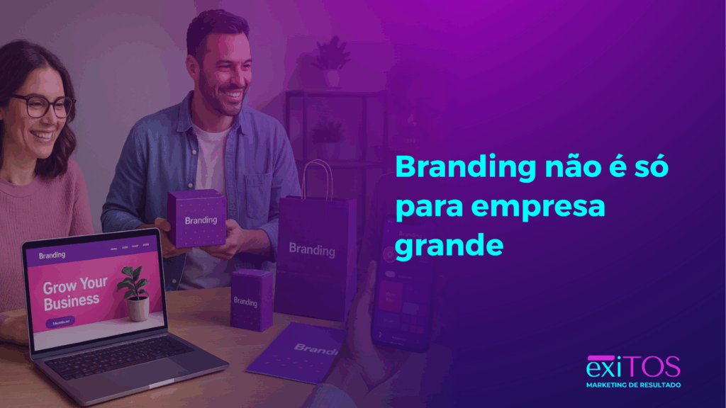 Ilustração de uma pequena empresa com identidade de marca forte sendo reconhecida pelos clientes
